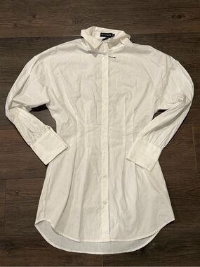 PrettyLittleThing White Longline Button-Up Shirt Dress